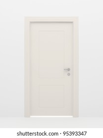 The Closed White Door And Light Behind A Door