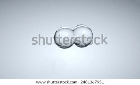 Closeup 3d science idea concept of shape atom cell floating split cells isolate on white background. 3d rendering.