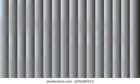 A close-up, abstract view of vertical blinds creating a repeating pattern of light and shadow.