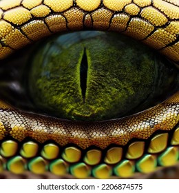 Close-up Alligator Eye. 3D Rendering Image.