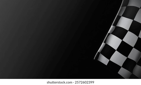 A close-up of the bottom corner of a checkered flag against a black background.