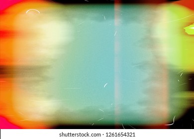 Closeup Of Colorful Old Film / Movie Light Leaks Texture Background, Top View (High-resolution 2D CG Rendering Illustration)