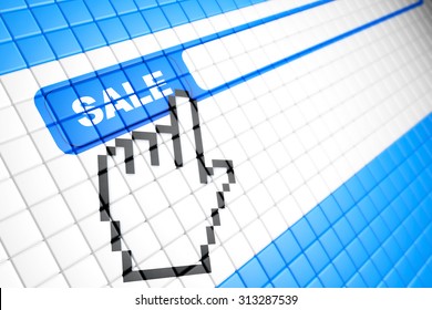 Closeup of computer screen with Sale Browser button 