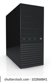 Closeup Of A Desktop Computer Or Server (3d Render)