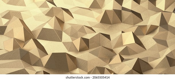 A Close-up Detail Of Abstract Modern Golden Triangular Wall Pattern