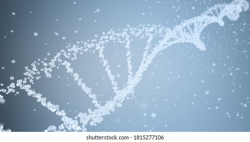 Closeup The DNA Double Helix Is Liquid. 3D Illustration.