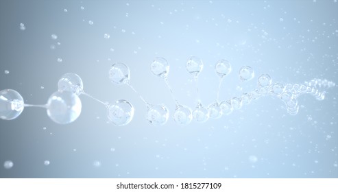 Closeup The DNA Double Helix Is Liquid. 3D Illustration.