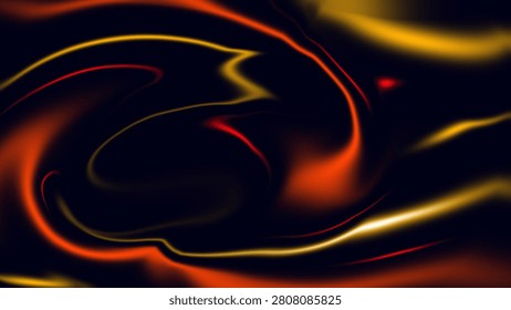 Close-up of dynamic swirling liquid patterns in deep red, orange, and yellow hues with smooth gradient transitions and fluid motion.