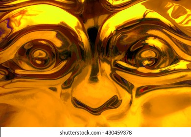 Closeup Of The Eyes Of An Ice Sculpture, With Colorization And Digital Painting Effects, For Themes Of Alteration, Transformation, Alternate Reality