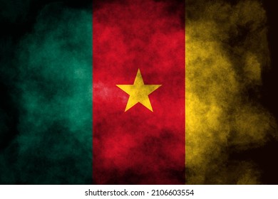 Closeup of grunge Cameroon flag  , 3d illustration