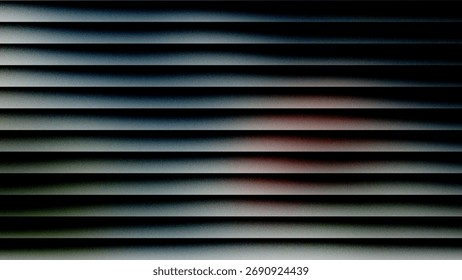 A close-up of horizontal blinds with shadows creates a textured pattern. The interplay of light and darkness adds depth, making it a visually intriguing backdrop.