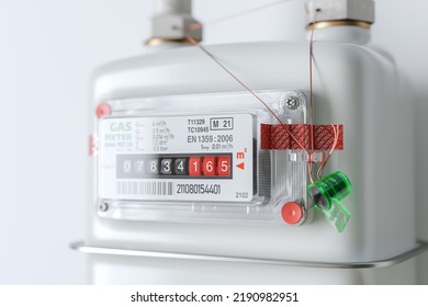 Close-up Of Household Gas Meter Readings. 3D Render