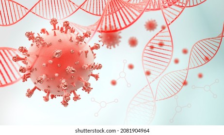 Close-up Of A Mutant Virus, Coronavirus 2019-nCov And Influenza Virus, Corona Virus Mutation,3d Rendering