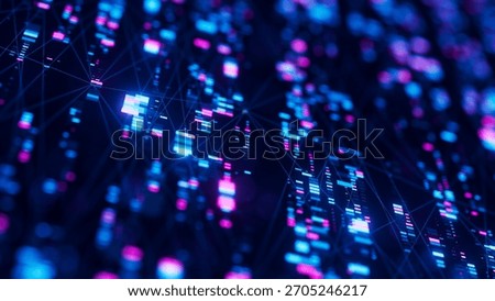 Closeup of Neural network model, LLM structure background. AI big data processing technological concept. Machine learning abstract background. Digital quantum computing. 3D Illustration