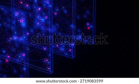 Closeup of Neural network model, LLM structure complex. AI big data processing technological concept backdrop. Machine learning abstract background. Digital quantum computing. 3D Illustration