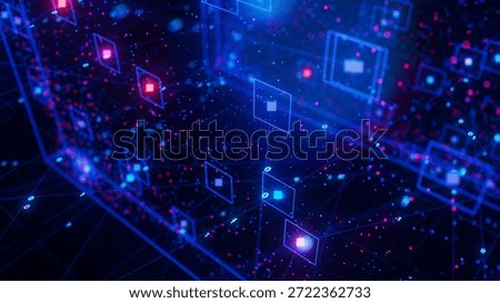 Closeup of Neural network model, LLM structure complex. AI big data processing technological concept backdrop. Machine learning abstract background. Digital quantum computing. 3D Illustration