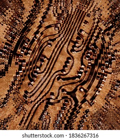 Closeup Old Fashioned Mainframe Integrated Computer Circuit Boards Patterns And Designs