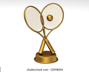 Close-up On A Golden Tennis Trophy