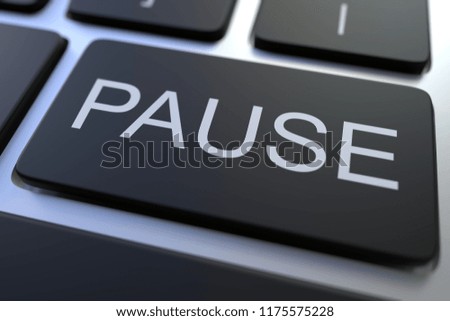 Close-up of PAUSE key on the keyboard. 3D rendering