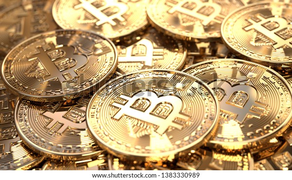 Closeup Pile Bitcoin Coins Virtual Cryptocurrency Stock Illustration ...