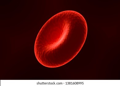 Close-up Of A Single Red Blood Cell Or Corpuscle. 3d Render Illustration.