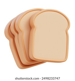 Close-up of three slices of bread in 3D render style.