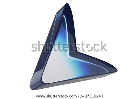 Close-up of transparent glass computer cursor on white background. 3d rendering illustration.