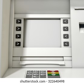 A Closeup View Of A Blank Generic Atm Screen