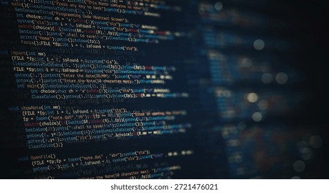 A close-up view of colorful lines of computer code, showcasing various programming elements in a vibrant display.