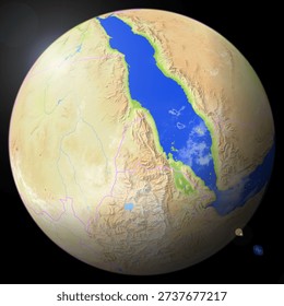 Close-up View of the Earth Globe from Space showing Eritrea (Africa) in the image center. Globe that shows one hemisphere of our planet. Light clouds cover parts of the earth. No labels at all.