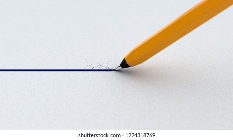 A Closeup View Of A Regular Ball Point Pen Drawing A Straight Ink Line On A Textured Paper Surface - 3D Render