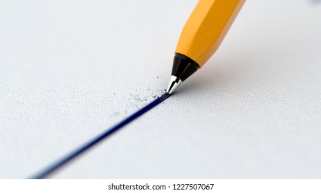 A Closeup View Of A Regular Ball Point Pen Drawing A Straight Ink Line On A Textured Paper Surface - 3D Render