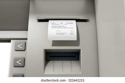 A Closeup View Of The Slip Printing Section Of An Atm With A Withdrawal Receipt