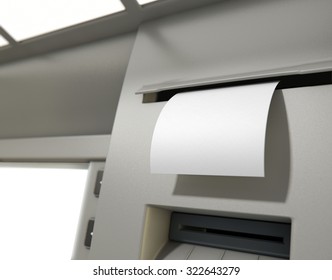 A Closeup View Of The Slip Printing Section Of An Atm With A Blank Receipt