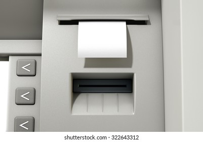 A Closeup View Of The Slip Printing Section Of An Atm With A Blank Receipt