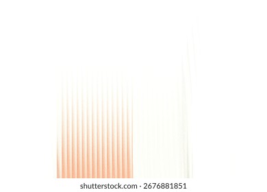 A closeup view of thin, vertical, peachcolored lines with a soft focus, set against a bright white background