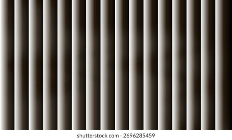 A close-up view of vertical blinds casting shadows, creating a pattern of light and dark stripes.