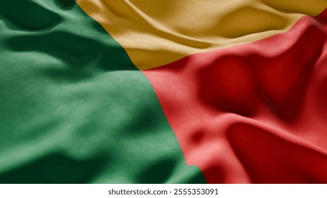 Close-up of Waving Benin flag, suitable for patriotic designs, Independence Day celebrations, or travel materials - Powered by Shutterstock