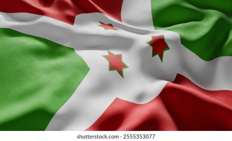 Close-up of Waving Burundi flag, suitable for patriotic designs, Independence Day celebrations, or travel materials
 - Powered by Shutterstock