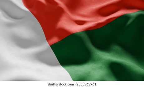 Close-up of Waving Madagascar flag, suitable for patriotic designs, Independence Day celebrations, or travel materials - Powered by Shutterstock