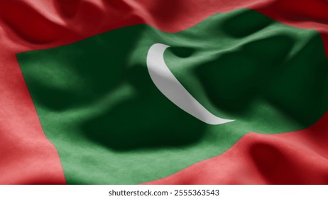 Close-up of Waving Maldives flag, suitable for patriotic designs, Independence Day celebrations, or travel materials - Powered by Shutterstock