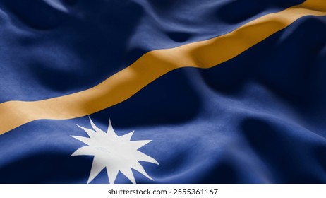 Close-up of Waving Nauru flag, suitable for patriotic designs, Independence Day celebrations, or travel materials
 - Powered by Shutterstock