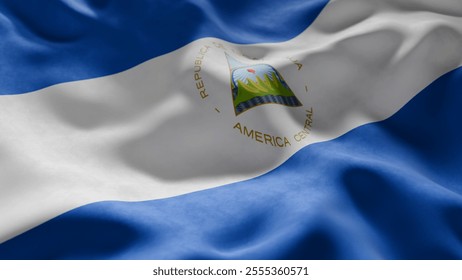 Close-up of Waving Nicaragua flag, suitable for patriotic designs, Independence Day celebrations, or travel materials
 - Powered by Shutterstock