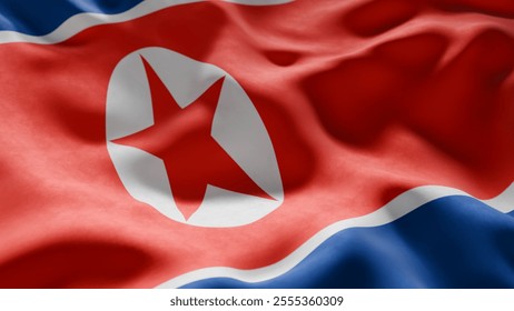 Close-up of Waving North Korea flag, suitable for patriotic designs, Independence Day celebrations, or travel materials
 - Powered by Shutterstock