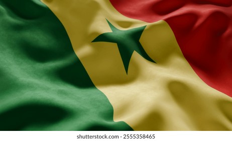 Close-up of Waving Senegal flag, suitable for patriotic designs, Independence Day celebrations, or travel materials - Powered by Shutterstock