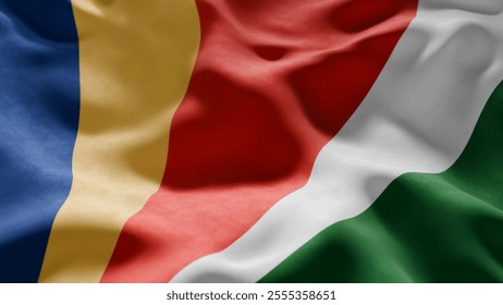 Close-up of Waving Seychelles flag, suitable for patriotic designs, Independence Day celebrations, or travel materials
 - Powered by Shutterstock