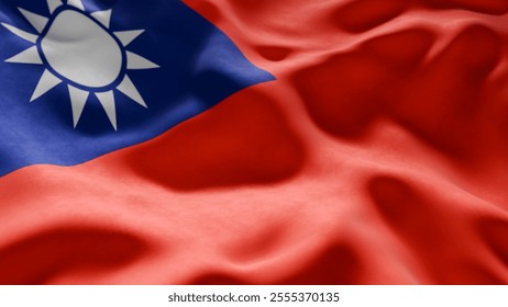 Close-up of Waving Taiwan flag, suitable for patriotic designs, Independence Day celebrations, or travel materials - Powered by Shutterstock