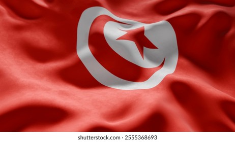 Close-up of Waving Tunisia flag, suitable for patriotic designs, Independence Day celebrations, or travel materials
 - Powered by Shutterstock