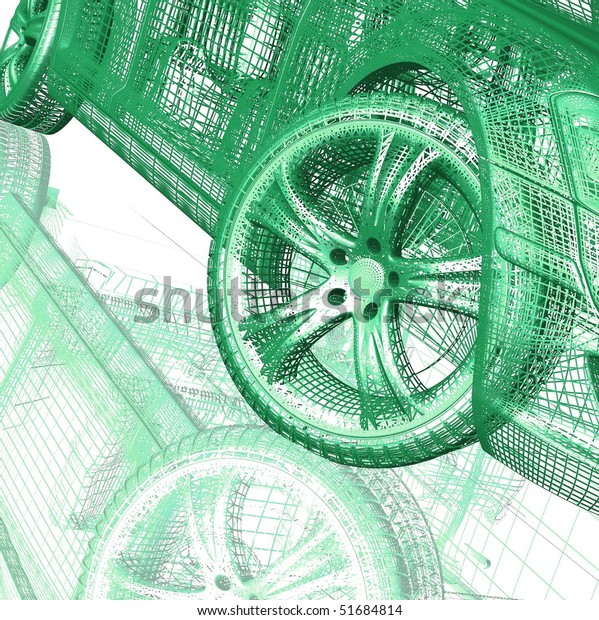 Closeup of\
wheels of machine on white\
background