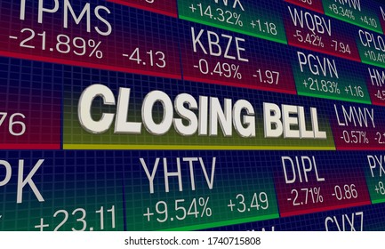 Closing Bell Stock Market Exhange Share Prices Final Results 3d Illustration